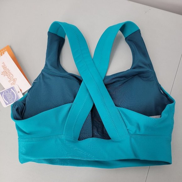 NEW UV SKINZ active Swim Top Bra Women's Size Small Padded Cups Blue Teal UPF 50 - Picture 3 of 11